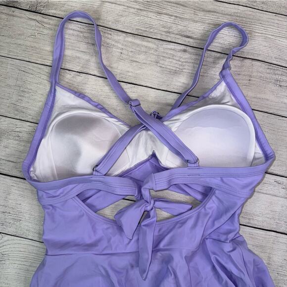 B2Prity NEW 1 Pc Swimsuit Swim Dress with Waist Cut-out - Cross Over Top Medium - Picture 6 of 8